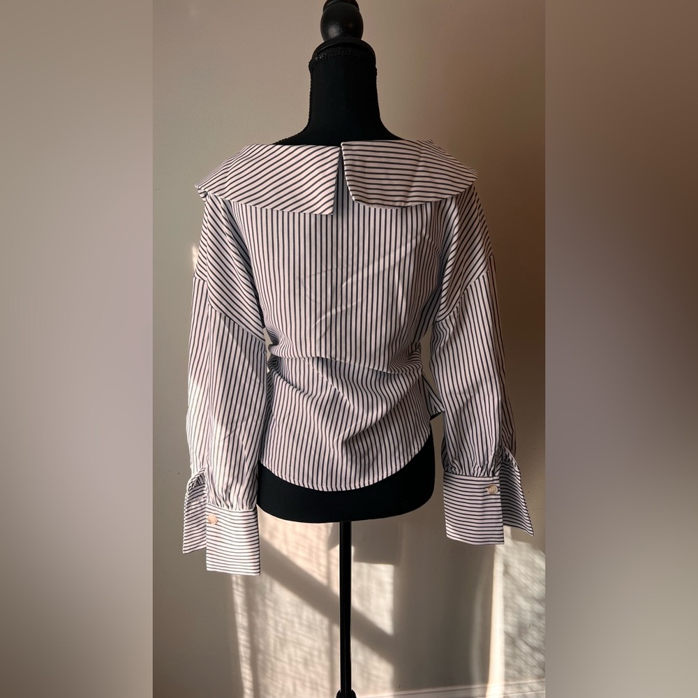 Commense Striped asymmetrical packed button shirt… - image 5